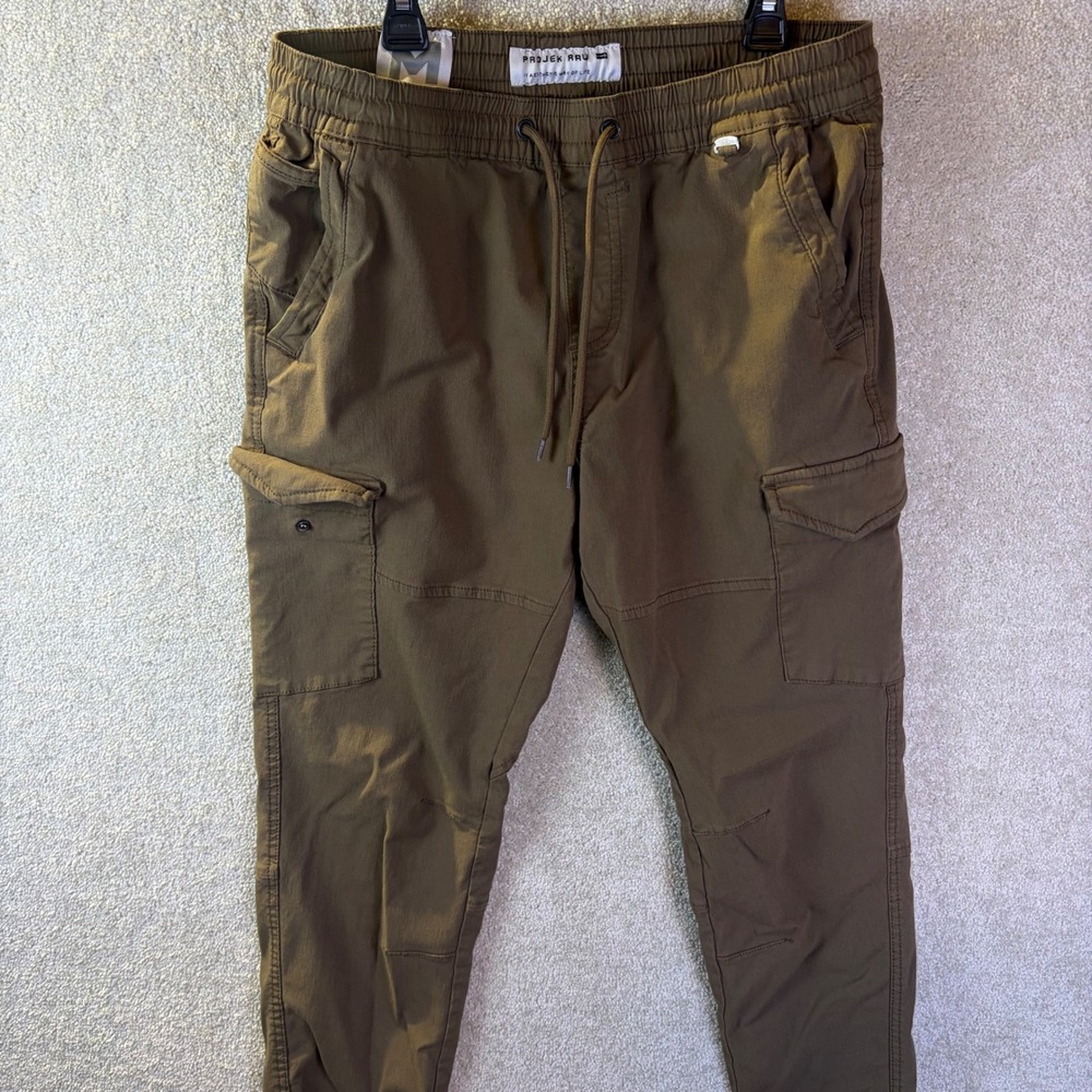 Projek Raw Cargo Jogger Pants Mens Medium Brown Elastic Waist Utility Pocket